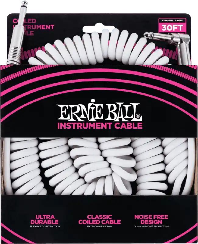 Ernie Ball 6045 Jack/jack coudé 9m blanc Twisted Nouvelle Collection