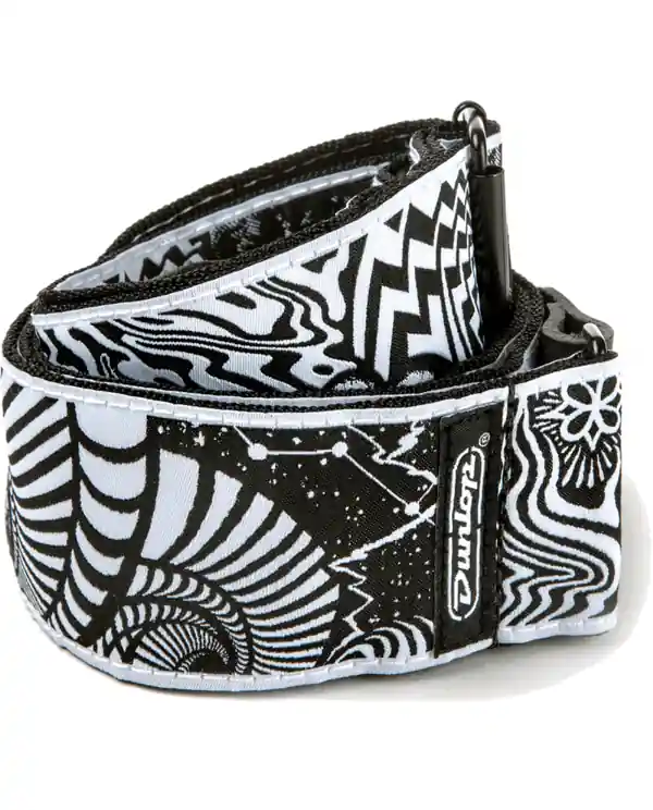 Quantité Limitée DUNLOP ILD02 COURROIE I LOVE DUST VORTEX JACQUARD BLACK/WHITE