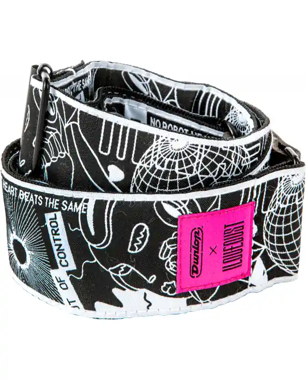 DUNLOP ILD11 COURROIE I LOVE DUST ROBOT HEART ROSE- NOIR-BLANC Prix Bas
