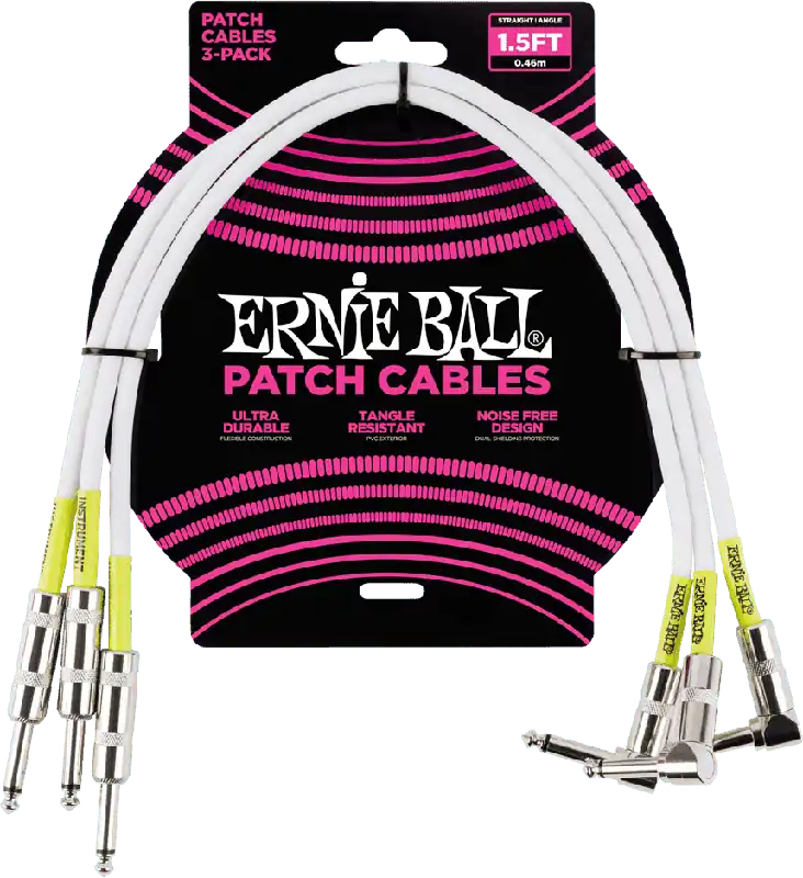 Ernie Ball 6056 Pack patch de 3 droit/coudé 46cm blanc Seulement Aujourd'hui