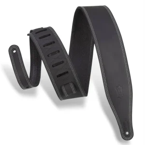 Authentique Levy‘s 2.5‘‘ Butter Double Stitch Leather Guitar Strap - Black