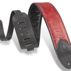 Acheter En Ligne Levy‘s 3‘‘ Sundance Line Leather Guitar Strap - Geranium Merlot