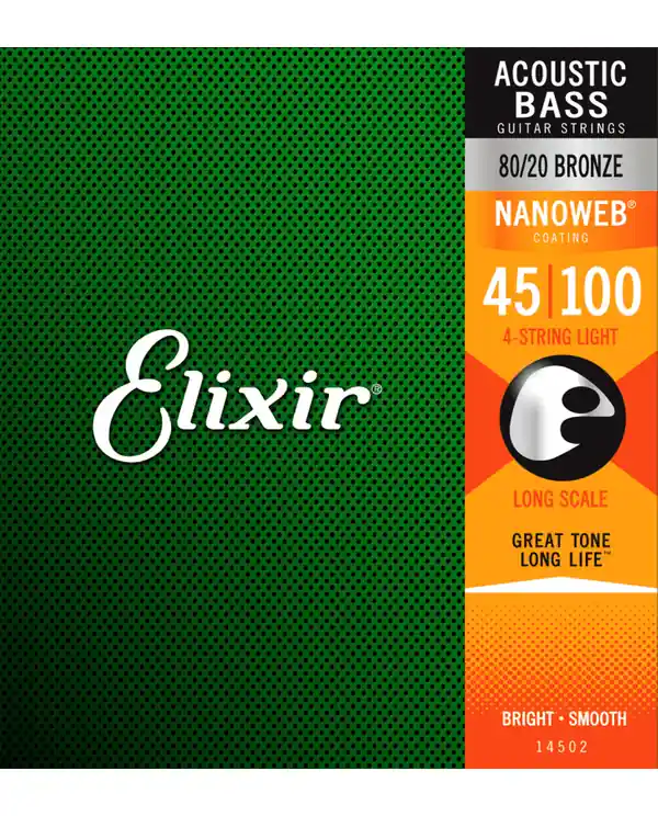 ELIXIR NANOWEB 14502 JEU CORDES BASSES ACOUSTIQUES LIGHT 45-100 Bon Marché