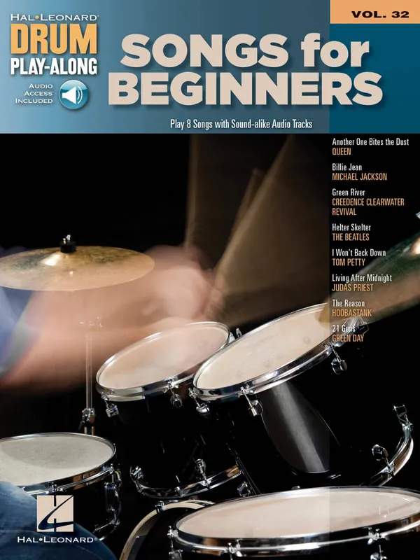 Hal Leonard Songs for Beginners Drum Play-Along Volume 32 - Drum Set - Book/Audio Online Solde