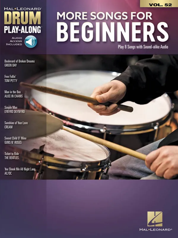 Hal Leonard More Songs for Beginners Drum Play-Along Volume 52 - Drum Set - Book/Audio Online Certifié