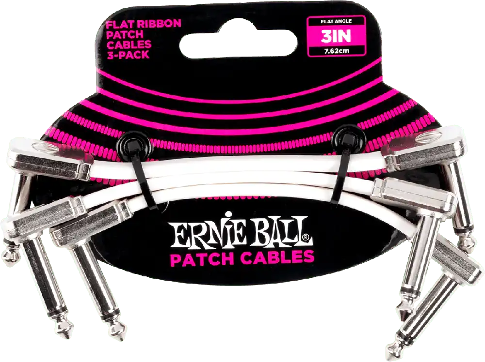 Ernie Ball 6384 Flat Ribbon Pack patch de 3 coudé fin et plat 7,5 cm blanc Prix Réduit