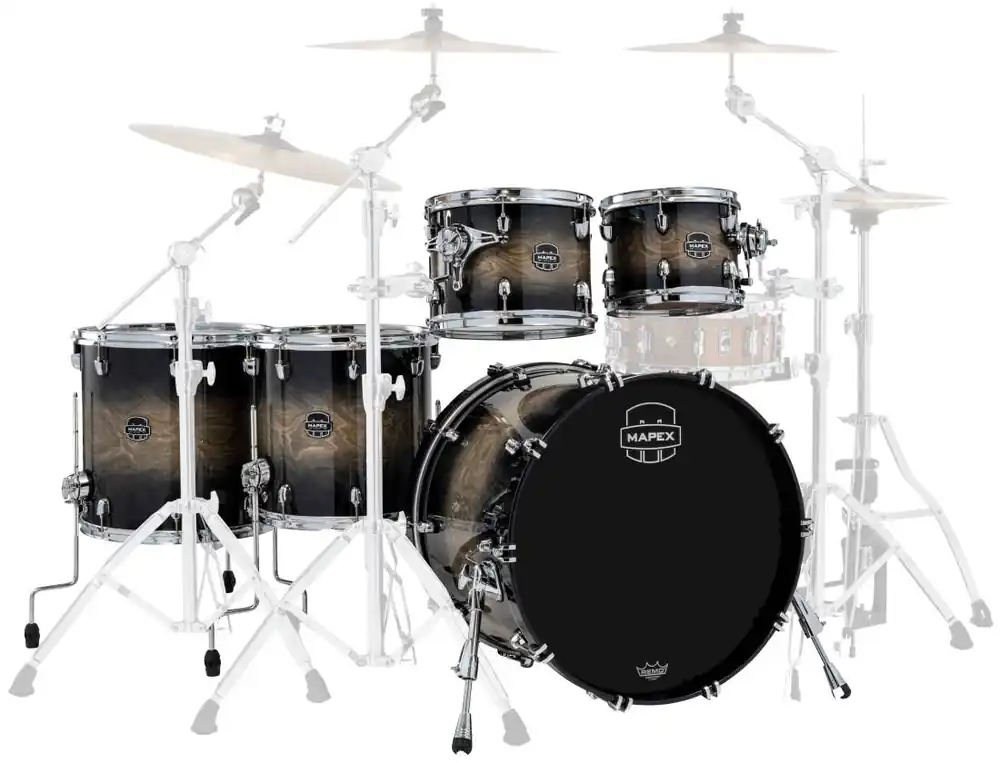Mapex Saturn VI Studioease 5-Piece Shell Pack (22,10,12,14,16) - Black Ink Burst Promotion