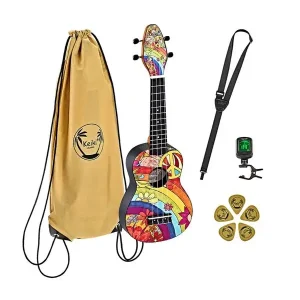 Offre Limitée ORTEGA K2-68 KEIKI PACK UKULELE SOPRANO KEIKI PEACE 68 + ACCESSOIRES