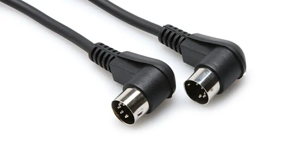Hosa Right Angle MIDI Cable, 5-pin DIN to Same - 3 foot Pas Cher