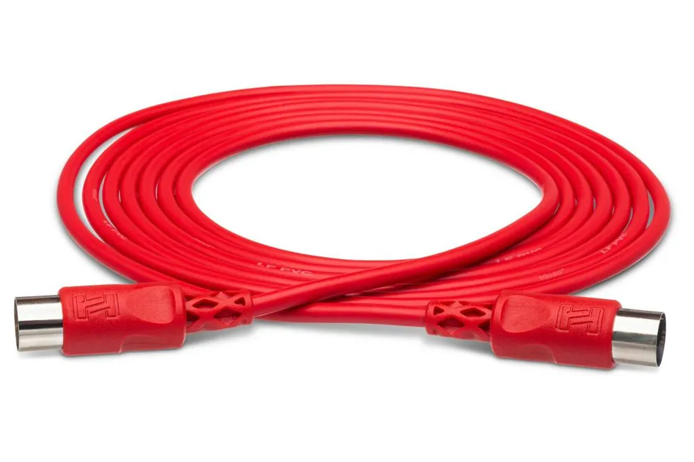 Hosa MIDI Cable 5-pin DIN to Same - 5 foot - Red Authentique
