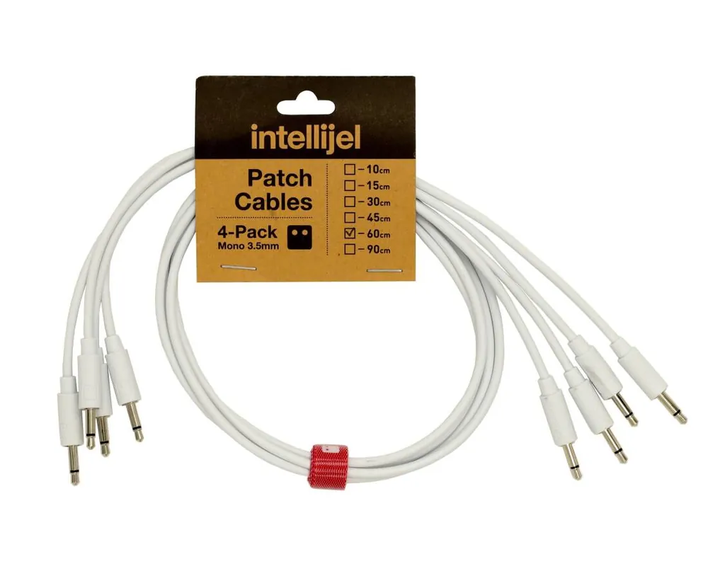 Commande En Gros Intellijel Patch Cables 3.5mm TS to same - 60cm - White (4 Pack)