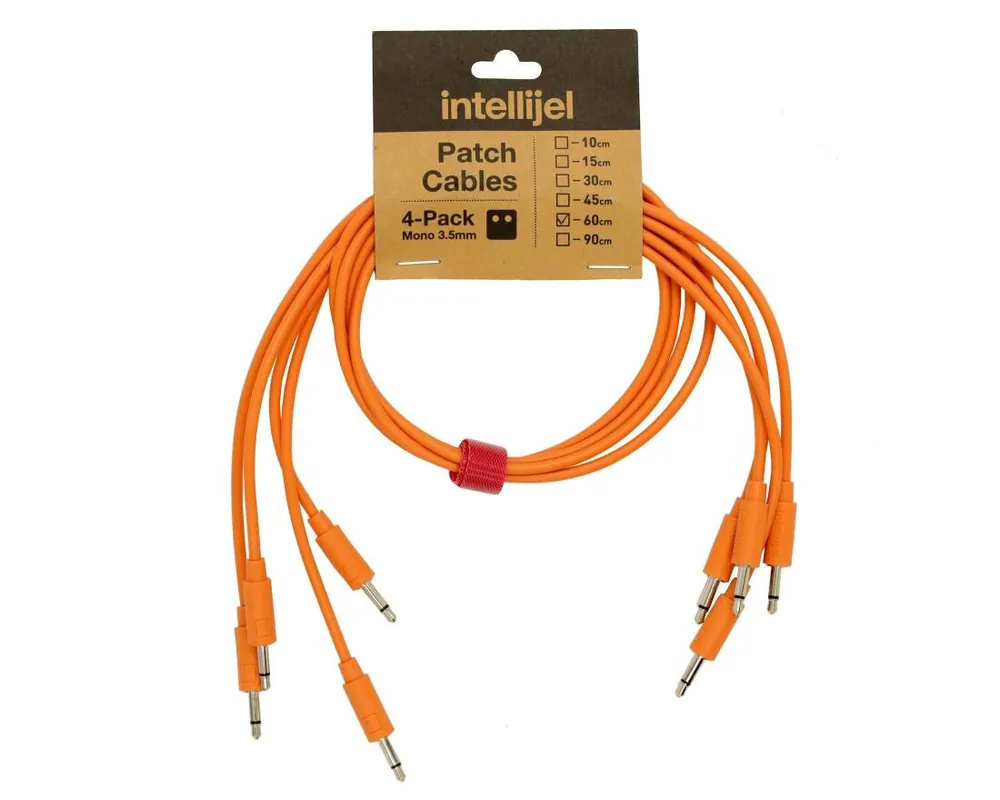 Intellijel Patch Cables 3.5mm TS to same - 60cm - Orange (4 Pack) Usine Directe
