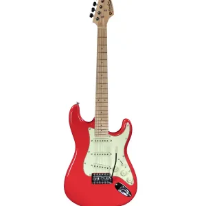 Quantité Limitée PRODIPE GUITARS ST JUNIOR FR GUITARE ELECTRIQUE 3/4 ROUGE + HOUSSE