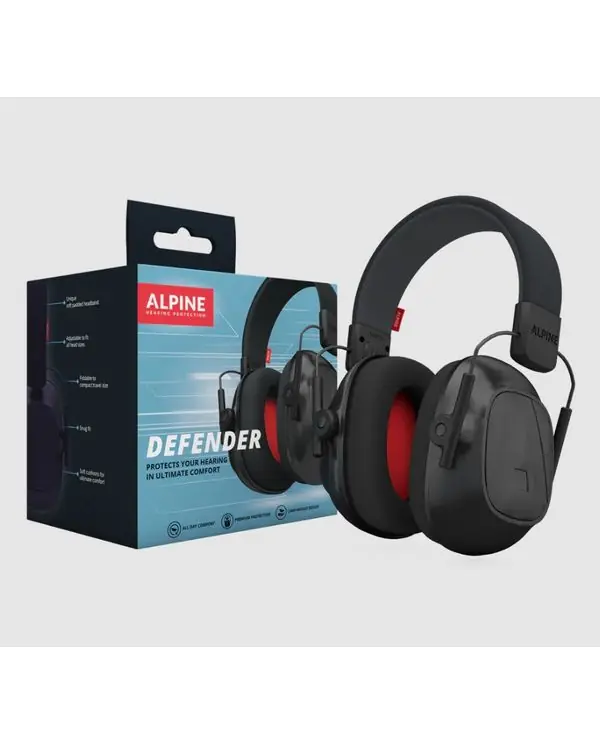 Soldes ALPINE DEFENDER CASQUE ANTI-BRUIT PREMIUM NOIR (-26 dB) BLEU