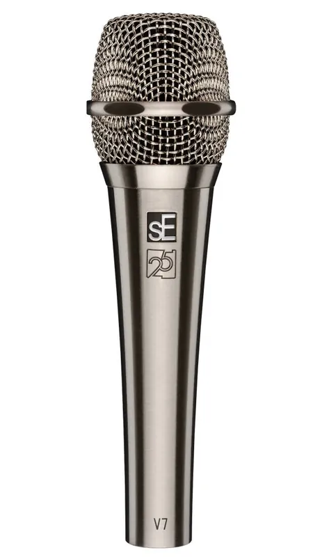 Top Vente sE Electronics Limited Edition 25th Anniversary V7 Handheld Dynamic Vocal Microphone - Brushed Nickel