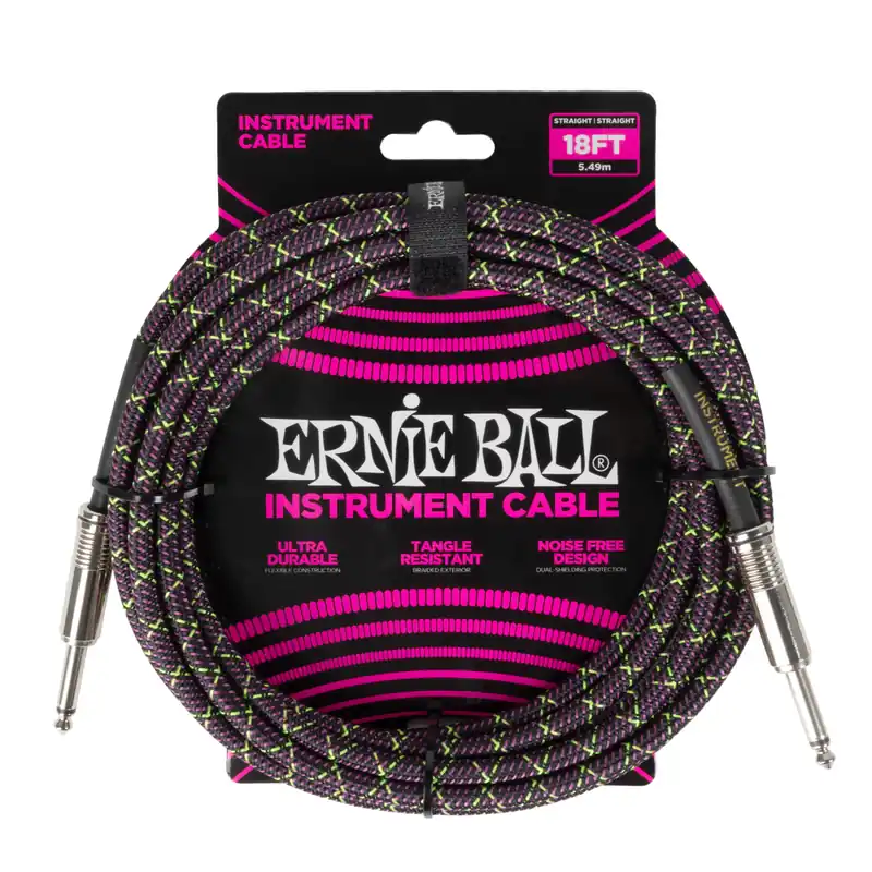 Livraison Express Ernie Ball 18‘ Straight Braided Cable - Purple Python
