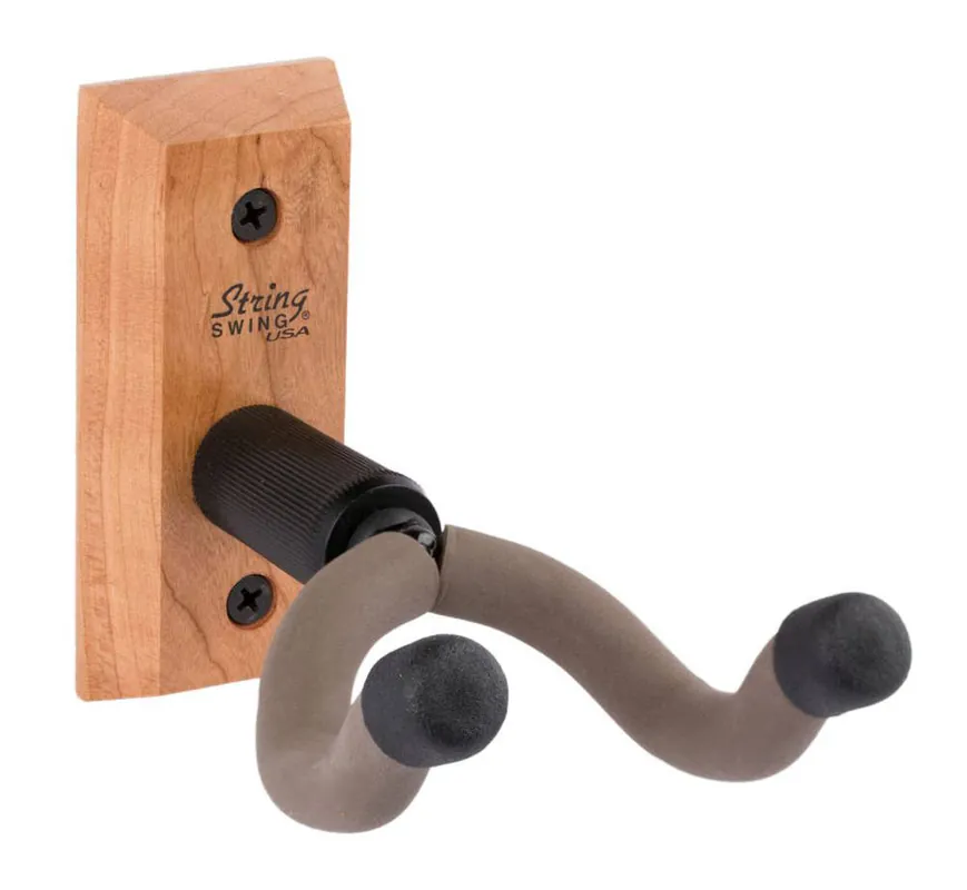 Super Prix String Swing Wall Mount Guitar Hanger for Acoustics and Electrics - Cherry