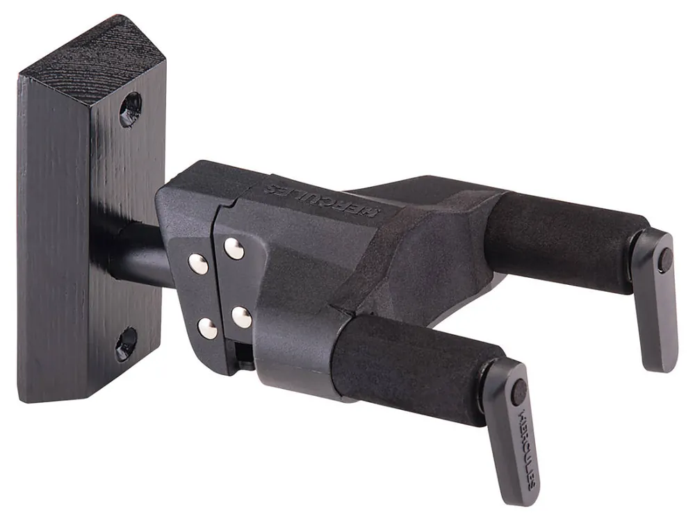 Hercules Stands Auto Grip System Wall Mount Guitar Hanger, Short Arm - Black Wood Base Commande En Gros