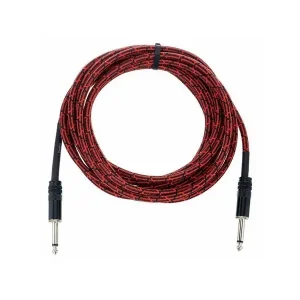 Expédition Rapide GROOVIT CABLE JACK MONO / JACK DROIT MONO TRESSÉ NOIR & ROUGE - 3m