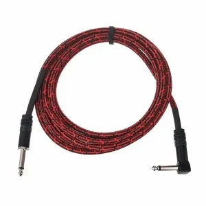 Offre Exclusive GROOVIT CABLE JACK MONO / JACK MONO COUDÉ TRESSÉ NOIR & ROUGE - 3m