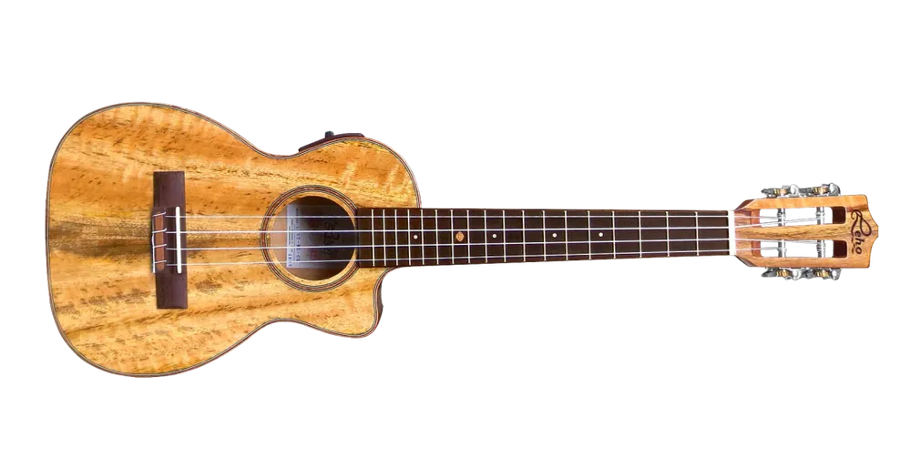 Leho Arch Back Tenor Ukulele w/Cutaway, Solid Mango Top Vente Flash