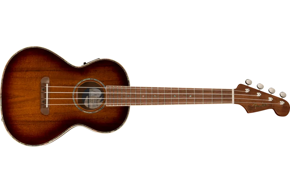 Vente Flash Fender Montecito Tenor Acoustic/Electric Ukulele, Walnut Fingerboard with Gigbag - Shaded Edge Burst