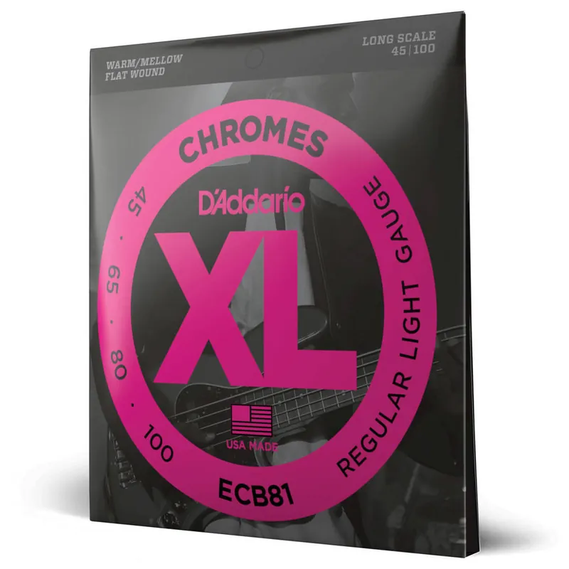 Prix Bas D‘Addario ECB81 - Chromes Flat Wound LONG SCALE 45-100