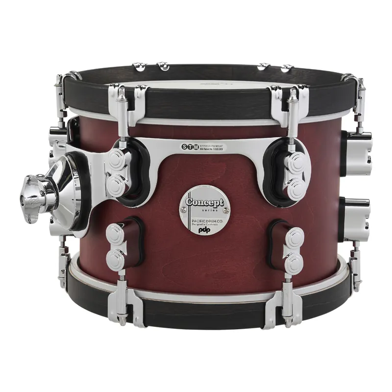 Satisfait Ou Remboursé Pacific Drums Concept Classic 7x10 Tom with Ebony Stain Hoops - Ox Blood Stain