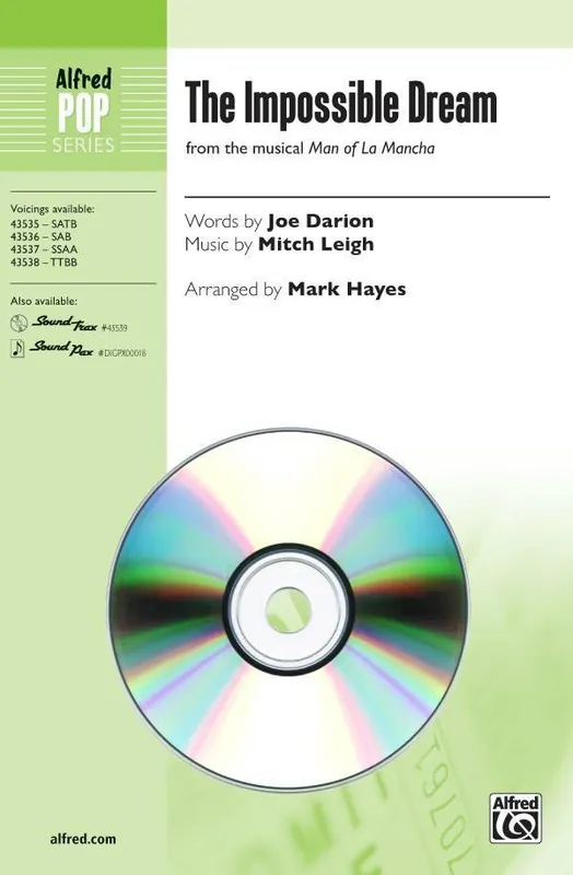 Vente Directe Alfred Publishing The Impossible Dream (from the musical Man of La Mancha) - Darion/Leigh/Hayes - SoundTrax CD