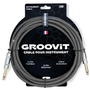 Produit De Marque GROOVIT CABLE JACK MONO / JACK DROIT MONO TRESSÉ GRIS - 3m