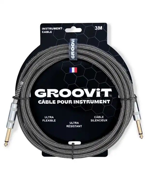 Produit De Marque GROOVIT CABLE JACK MONO / JACK DROIT MONO TRESSÉ GRIS - 3m