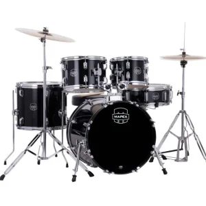 Mapex Comet 5-Piece Drum Kit (18,10,12,14,SD) with Cymbals and Hardware - Dark Black Bon Plan