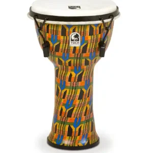TOCA SFDMX-9K DJEMBE SYNTHETIQUE 9" ACCORD MECANIQUE KENTE CLOTH Prix Réduit