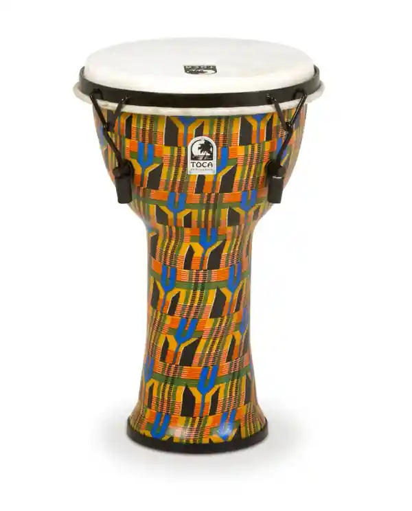 TOCA SFDMX-9K DJEMBE SYNTHETIQUE 9" ACCORD MECANIQUE KENTE CLOTH Prix Réduit