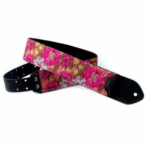 RIGHTON STRAPS GOLDROSES-PK COURROIE GUITARE TISSU MOTIF GOLD & ROSES Vente Flash