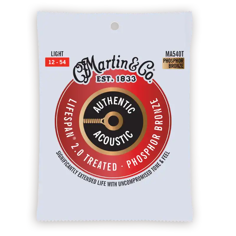 Martin Guitars Authentic Acoustic Lifespan 2.0 Guitar Strings - 92/8 Phosphor Bronze - Light 12-52 Offre Exclusive