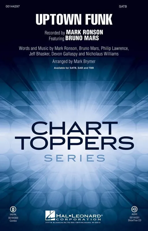 Hal Leonard Uptown Funk! - Ronson/Mars/Brymer - SATB Prix Choc