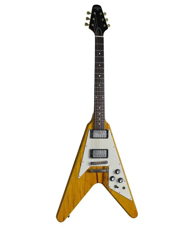 MAYBACH JETWING K VINTAGE HONEY AGED GUITARE "FLYING V" EN KORINA Top Vente