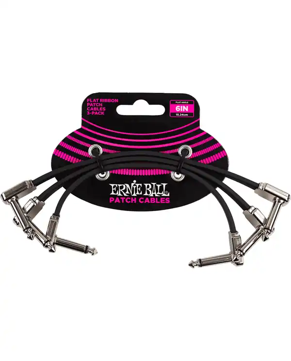 Réduction ERNIE BALL 6221 CABLE PATCH COUDÉ FIN ET PLAT NOIR 15 cm - Lot de 3
