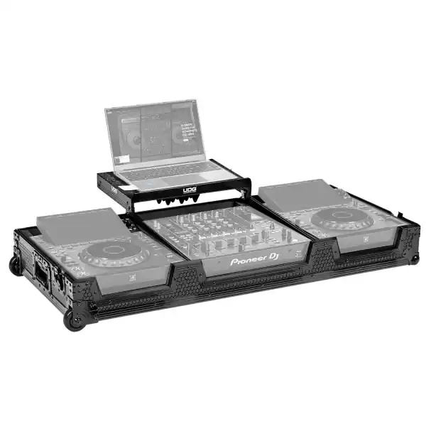 Réduction UDGUltimate Flight Case Set AlphaTheta CDJ-3000X/DJM-A9 Black Plus (Laptop Shelf + Wheels) - U91111BL