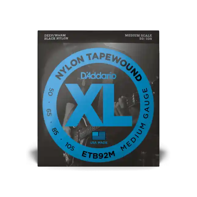 Prix Choc D‘Addario pour basse avec revêtement nylon D‘Addario Tapewound ETB92M Medium 50-105 cordes moyennes