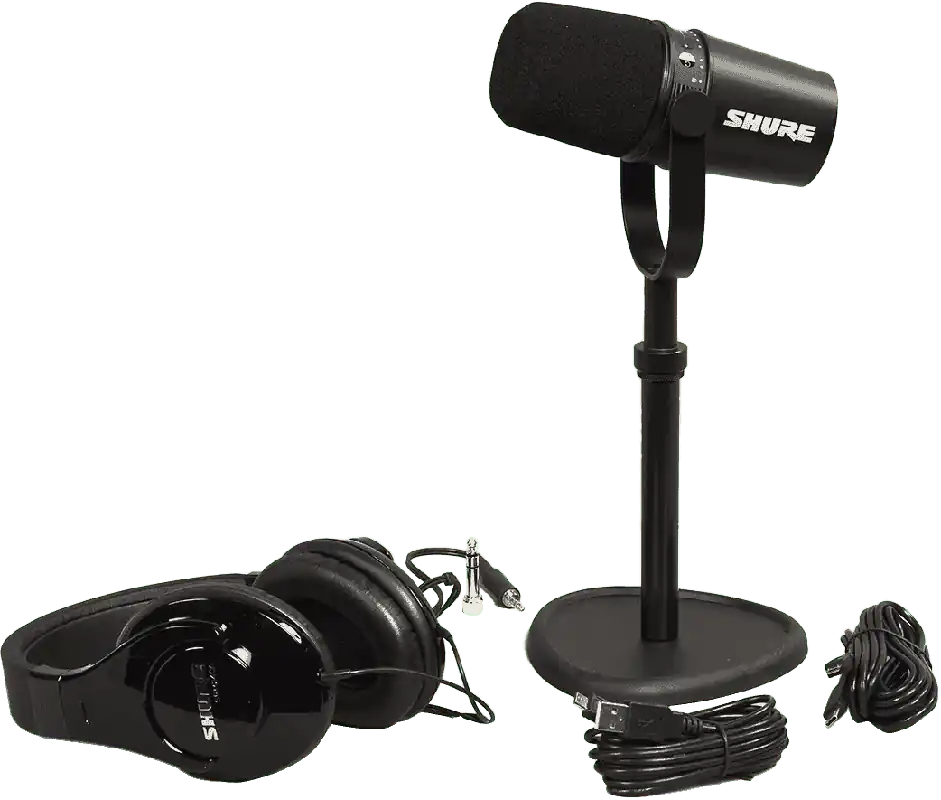 Prix Promo Shure MV7K-PACK4 Pack micro MV7-K + Pied de table 23230 + casque SRH240A-BK