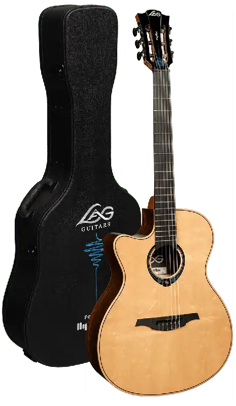Lag TNLHV30ACE HyVibe 30 Smart Guitar Folk Nylon Pan-Coupé Gaucher Remise