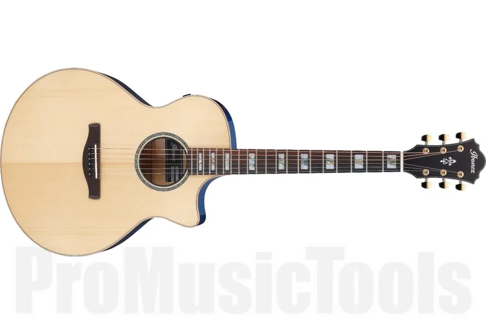 Ibanez AE390-NTA - Natural High Gloss Top, Aqua Blue High Gloss Back and Sides Commander Maintenant