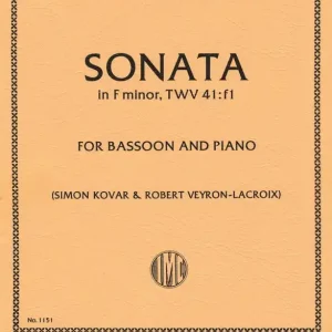International Music Company Sonata in F minor - Telemann/Kovar/Veyron-Lacroix - Bassoon/Piano - Sheet Music Prix Promo