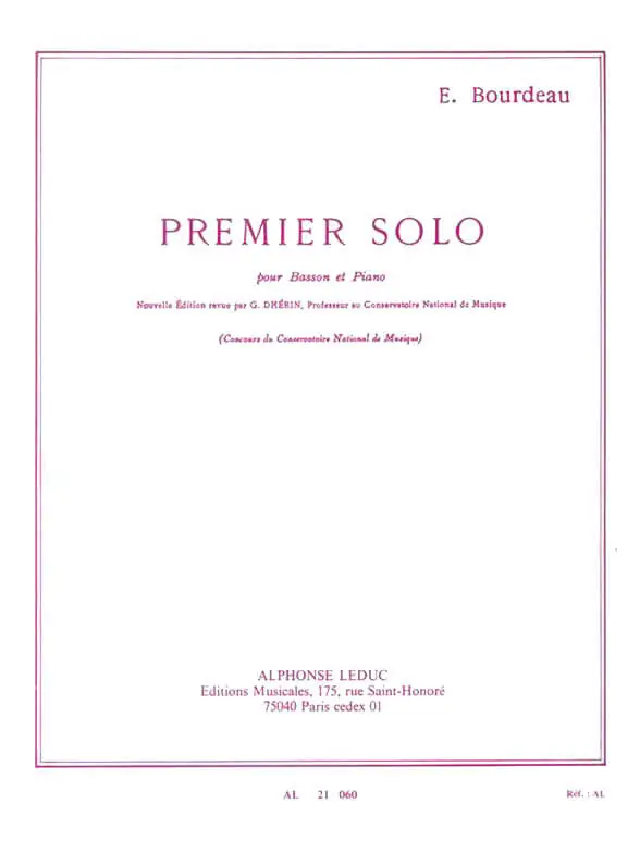 Alphonse Leduc Premier Solo - Bourdeau - Bassoon/Piano - Book Dernière Chance