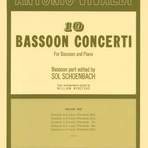 Livraison Express G. Schirmer Inc. 10 Bassoon Concerti, Vol. 1 - Vivaldi/Schoenbach - Bassoon/Piano - Book