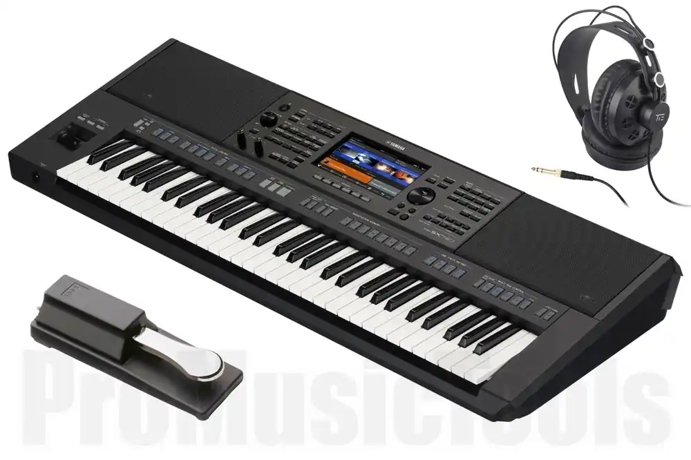 Acheter Direct Yamaha PSR-SX720 Digital Keyboard inkl. TIE Studio THP-580 Headphone & Studiologic VFP1-25 Sustain Pedal Bundle Set