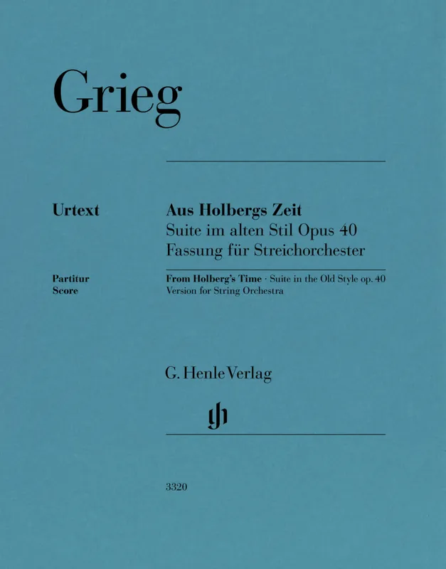 Solde G. Henle Verlag From Holberg‘s Time Op. 40 - Grieg/Heinemann - Full Score - String Orchestra