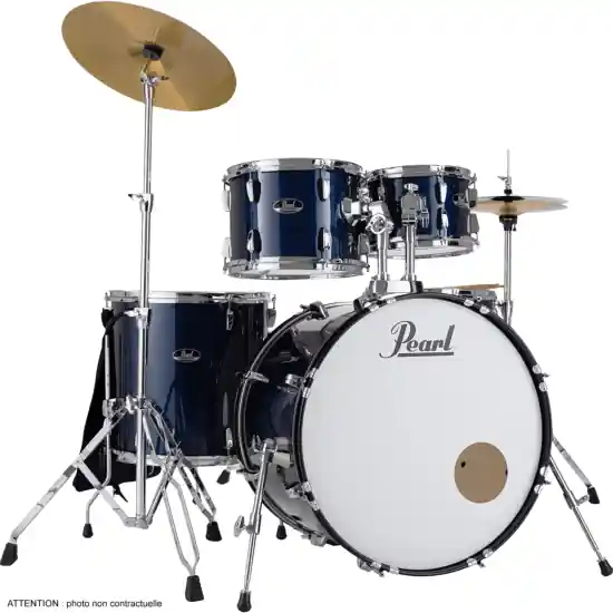 Commander Vite batterie acoustique pearl roadshow rock 22 + pack sabian solar royal blue metallic